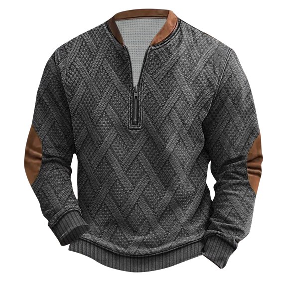 ZCFZJW Mens Casual Cable Knit Pullover Sweater Tops Big and Tall Regular Fit Long Sleeve Half Zip up Henley Sweatshirts Loose Lightweight Comfy Jacket Shirts Gray XXXXXL