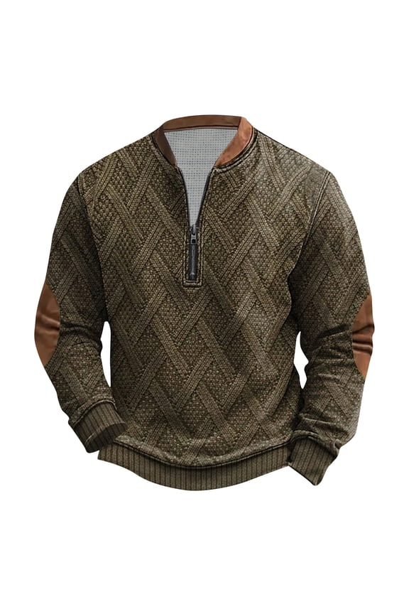 Mens Casual Cable Knit Pullover Sweater Tops Big and Tall Regular Fit Long Sleeve Half Zip up Henley Sweatshirts Loose Lightweight Comfy Jacket Shirts Khaki S