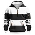 thumbnail image 1 of ZCFZJW Mens Casual Cargo Hoodies Lightweight Striped Color Block Print Long Sleeve Half Zip up Hooded Athletic Pullover Sweatshrits with Multi-Pockets Black#02 M, 1 of 6