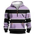 thumbnail image 1 of ZCFZJW Mens Casual Cargo Hoodies Lightweight Striped Color Block Print Long Sleeve Half Zip up Hooded Athletic Pullover Sweatshrits with Multi-Pockets Purple S, 1 of 6