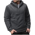 thumbnail image 1 of ZCFZJW Mens Casual Cotton Hoodies Lightweight Fall Winter Quarter Zip Long Sleeve Hooded Pullover Sweatshirts with Multi-Pockets Dark Gray XL, 1 of 10
