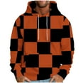 thumbnail image 1 of ZCFZJW Mens Casual Drawstring Hooded Sweatshirts Fashion Plaid Print Long Sleeve Warm Pullover Tops Trendy Oversized Baggy Hoodie Outwear Coat with Pocket Orange L, 1 of 5