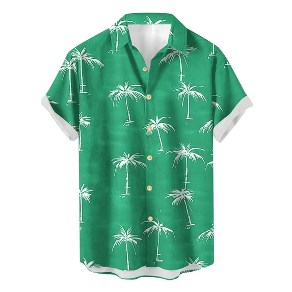 ZCFZJW Mens Casual Hawaiian Shirts Summer Short Sleeve Tropical Palm Tree Pattern Print Button Down Graphic Tees Shirt Tops Trendy Holiday Vacation Outfit Clothes Green XXXXL