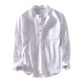 thumbnail image 1 of ZCFZJW Mens Casual Henley Shirts Fashion Long Sleeve Solid Color Half Button up Work Business T-Shirts Loose Lightweight Cotton Tees Tops White L, 1 of 1