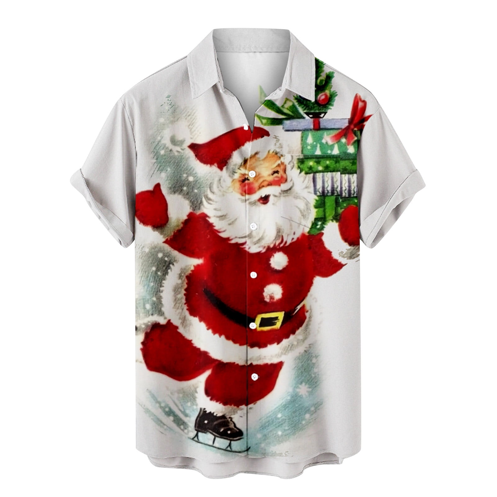 ZCFZJW Mens Casual Holiday Tops Loose Fit Short Sleeve Cute Christmas Santa Claus Reindeer