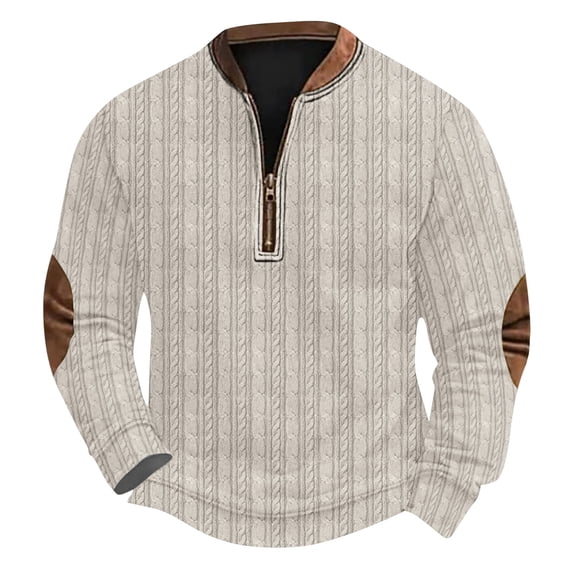 ZCFZJW Mens Casual Knit Sweaters Lightweight Half Zip up Long Sleeve V Neck Henley Shirts Loose Regular Fit Vintage Pullover Sweatshirts Tops L