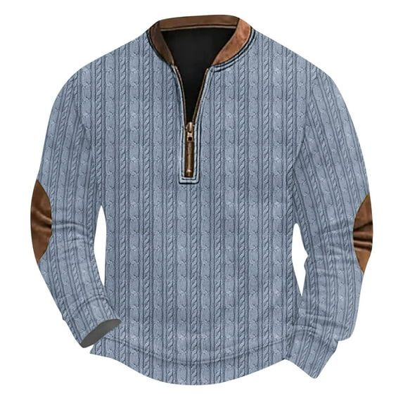 ZCFZJW Mens Casual Knit Sweaters Lightweight Half Zip up Long Sleeve V Neck Henley Shirts Loose Regular Fit Vintage Pullover Sweatshirts Tops XL