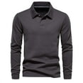 thumbnail image 1 of ZCFZJW Mens Casual Long Sleeve Button Shirts Lapel Collared V Neck Pullover Sweatshirts Loose Regular Fit Comfy Solid Color Workout T-Shirt Tops Dark Gray M, 1 of 5