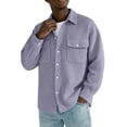 thumbnail image 1 of ZCFZJW Mens Casual Shirt Jacket Lightweight Thin Spring Summer Button Down Waffle Collared T-Shirts Long Sleeve Sweater Jackets Shacket Overshirt Tops with Pockets Purple M, 1 of 8