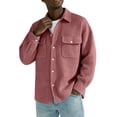 thumbnail image 1 of ZCFZJW Mens Casual Shirt Jacket Lightweight Thin Spring Summer Button Down Waffle Collared T-Shirts Long Sleeve Sweater Jackets Shacket Overshirt Tops with Pockets Watermelon Red XXXL, 1 of 8
