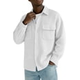 thumbnail image 1 of ZCFZJW Mens Casual Shirt Jacket Lightweight Thin Spring Summer Button Down Waffle Collared T-Shirts Long Sleeve Sweater Jackets Shacket Overshirt Tops with Pockets White M, 1 of 8