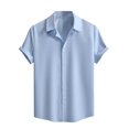 thumbnail image 1 of ZCFZJW Mens Casual Short Sleeve Hawaiian Shirts Summer Beach Shirt Button Down Solid Color T-Shirts Vacation Tees Shirt Tops Blue XXL, 1 of 8
