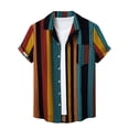 thumbnail image 1 of ZCFZJW Mens Casual Striped Button Shirts Summer Short Sleeve Button Down Graphic Tees Big and Tall Regular Fitted Tees Beach Holiday Hawaiian Shirts with Pocket Z01-Blue L, 1 of 9