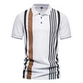 thumbnail image 1 of ZCFZJW Mens Casual Striped Golf Pola Shirts Summer Short Sleeve Lapel Button Down V Neck Graphic Tshirt Tops Loose Regular Fit Comfy Pullover Tops White XL, 1 of 7