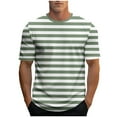 thumbnail image 1 of ZCFZJW Mens Casual Striped T-Shirts Loose Regular Fit Summer Short Sleeve Crew Neck Basic Workout Tee Shirt Tops Trendy Oversized Comfy Pullovers Green M, 1 of 5