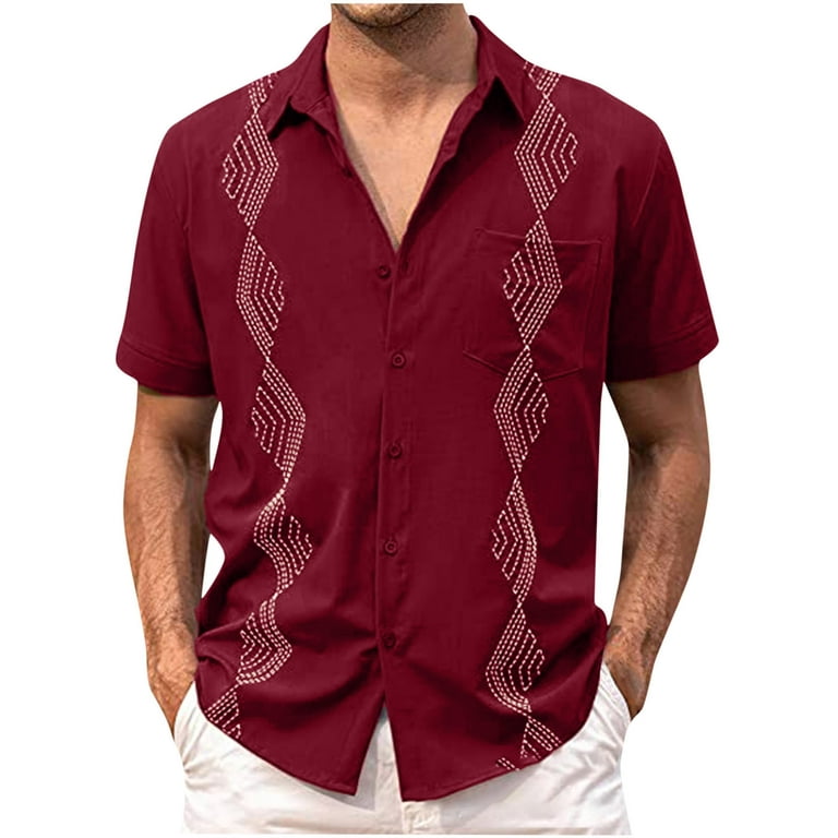  Mens Graphic Tshirt Summer Shirt Short Sleeve Button