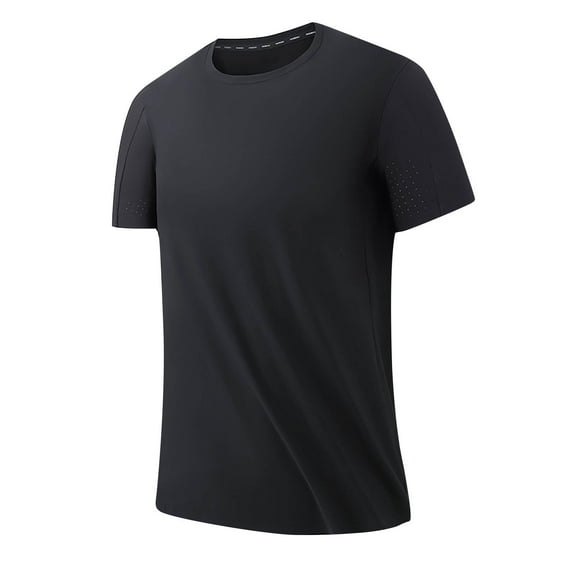 ZCFZJW Mens Casual Summer T-Shirts Trendy Solid Color Short Sleeve Round Neck Plain Tees Shirt Big and Tall Regular Fit Comfy Basic Tshirt Tops Black L