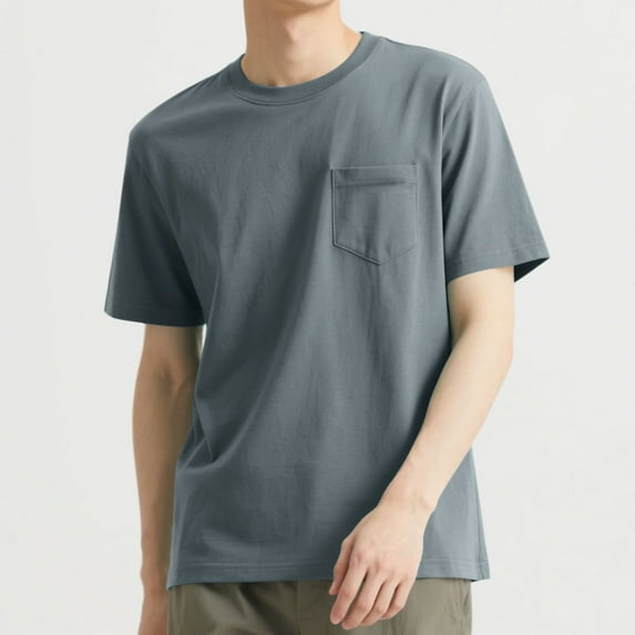 ZCFZJW Mens Casual T-Shirts Lightweight Summer Short Sleeve Crewneck Basic Workout Cool Tees Tops Loose Regular Fit Comfy Athletic Shirts with Pockets Blue S