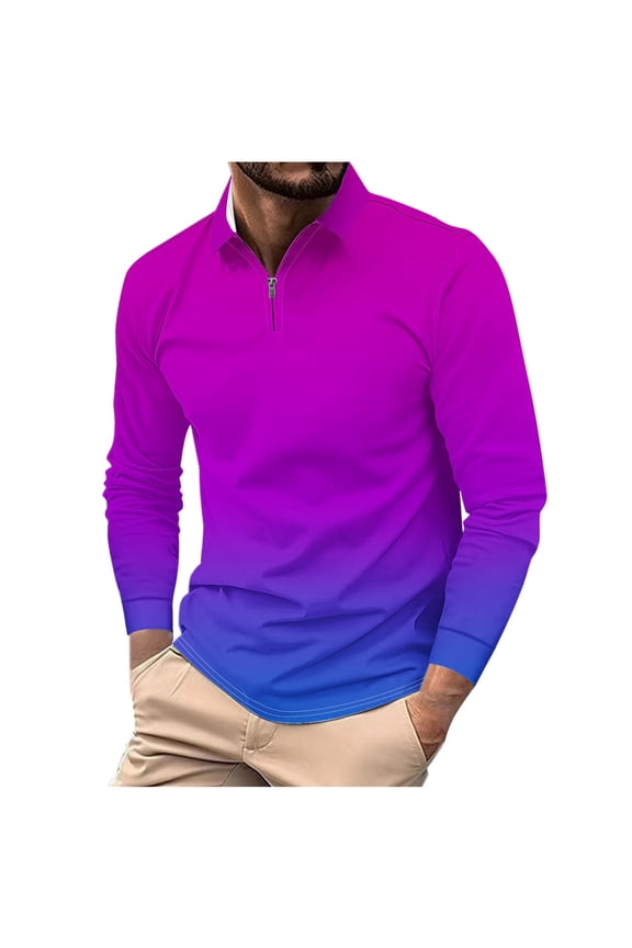 Mens Casual Tie Dye Quarter Zip Polo Sweater Business Office Work Slim Big and Tall Regular Fit Casual Long Sleeve Stretch Lightweight Shirt Tops Hot Pink XXXXL