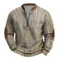 thumbnail image 1 of ZCFZJW Mens Casual Zip up Henley Sweater Tops Trendy Oversized Solid Color Twist Cable Knit Long Sleeve Pullovers Lightweight Comfy Polo Shirts Khaki S, 1 of 3