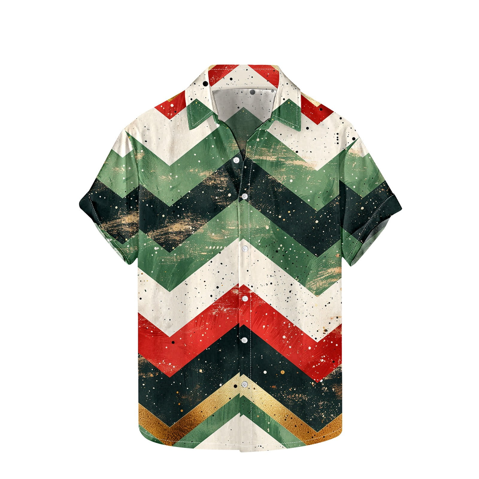 ZCFZJW Mens Christmas Button up Shirts Funny Print Short Sleeve Regular