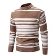thumbnail image 1 of ZCFZJW Mens Classic Fit Knit Sweaters Lightweight Casual Striped Color Block Print Long Sleeve Turtleneck Base Pullover Jumper Tops Coffee XXL, 1 of 5