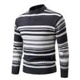 thumbnail image 1 of ZCFZJW Mens Classic Fit Knit Sweaters Lightweight Casual Striped Color Block Print Long Sleeve Turtleneck Base Pullover Jumper Tops Gray L, 1 of 2