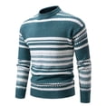 thumbnail image 1 of ZCFZJW Mens Classic Fit Knit Sweaters Lightweight Casual Striped Color Block Print Long Sleeve Turtleneck Base Pullover Jumper Tops Sky Blue M, 1 of 2