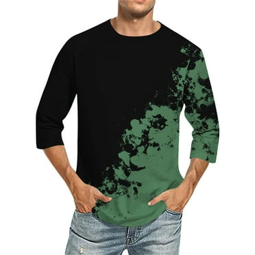 ZCFZJW Mens Color Block T-Shirts Big and Tall Regular Fit Casual Summer Hlaf Sleeve Round Neck Graphic Tees Shirt Trendy Holiday Vacation Beach Tops Army Green M