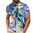 thumbnail image 1 of ZCFZJW Mens Color Contrast Print Summer Beach Hawaiian Shirts Casual Short Sleeve Button up V Neck Collar T-Shirts Trendy Workout Gym Polo Shirts Multicolor#01 XXL, 1 of 5