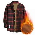 thumbnail image 1 of ZCFZJW Mens Corduroy Fleece Lined Flannel Shirt Jackets Sherpa Lined Button Down Long Sleeve Shackets Vintage Plaid Coats with Pockets Red XL, 1 of 4