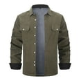 thumbnail image 1 of ZCFZJW Mens Corduroy Shirt Jackets Casual Button Up Shirts Long Sleeve Lightweight Sherpa Fleece Thick Warm Shacket Jacket with Flap Pockets Army Green XL, 1 of 7