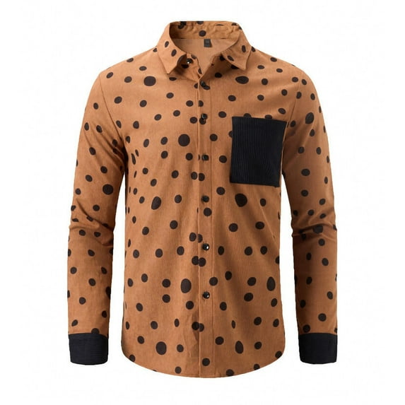 ZCFZJW Mens Corduroy Shirts Lightweight Casual Fall Long Sleeve Button Down Classic Fit Work T-Shirts Trendy Shackets with Pocket Coffee XXXL