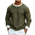 thumbnail image 1 of ZCFZJW Mens Crew Neck Sweaters Lightweight Thin Fall Long Sleeve Basic Solid Color Knit Dress Shirts Trendy Cozy Pullover Sweaters Army Green XXL, 1 of 8