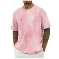 thumbnail image 1 of ZCFZJW Mens Crew Neck T Shirts - Lightweight Short Sleeve Fresh Fashion Print Hipster T-Shirt Tie-Dye Baggy Athletic Tees Tops Pink XL, 1 of 5