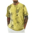thumbnail image 1 of ZCFZJW Mens Crew Neck T Shirts - Lightweight Short Sleeve Fresh Fashion Print Hipster T-Shirt Tie-Dye Baggy Athletic Tees Tops Yellow XXL, 1 of 5