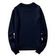 thumbnail image 1 of ZCFZJW Mens Crewneck Pullover Sweater Cable Knitted Solid Color Long Sleeve Lightweight Knitted Pullover Loose Regular Fit Bottomed Sweaters Navy XXL, 1 of 7