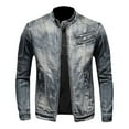 thumbnail image 1 of ZCFZJW Mens Denim Jacket, Big and Tall Regular Fit Long Sleeve Button Down Jackets Distressed Jean Jackets Trucker Jacket Fall Casual Coat with Pockets Gray XXXXL, 1 of 9