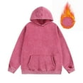 thumbnail image 1 of ZCFZJW Mens Distressed Hoodie Tops Casual Fall Winter Sherpa Fleece Lined Long Sleeve Hooded Sweatshirts Basic Solid Color Acid Wash Pullover Top Hot Pink M, 1 of 4
