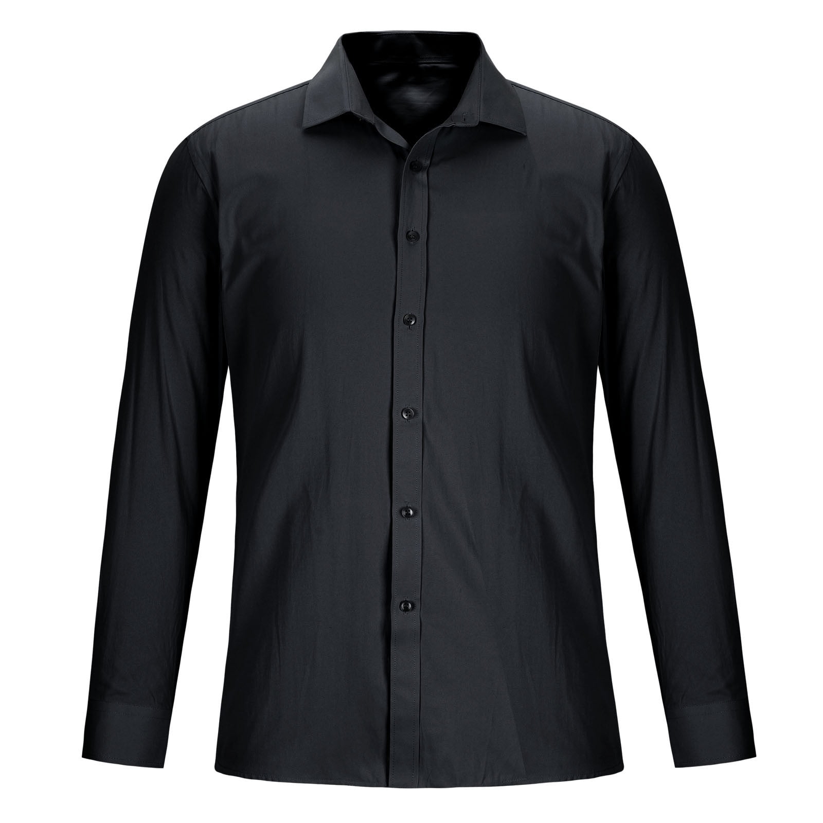 ZCFZJW Mens Dress Shirts Long Sleeve Button Down Shirts for Men Casual Big  and Tall Solid Formal Business Regular Fit Shirt Black XXL - Walmart.com