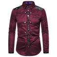 thumbnail image 1 of ZCFZJW Mens Dress Shirts Regular Fit Long Sleeve Stretch Business Dress Shirts for Men Punk Steam Retro Slim Fit Basic Tees Shirt Tops Wine L, 1 of 8