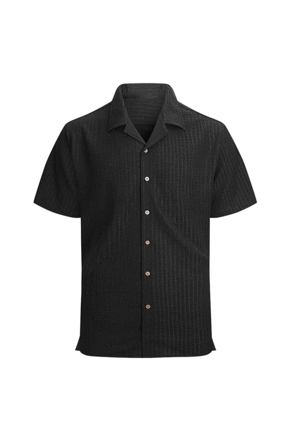 Mens Dress Shirts Short Sleeve Performance 4-Way Stretch Wrinkle Free Casual Button Down Shirt Trendy Holiday Beach Vacation Tees Shrit Tops Black XXL
