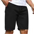 thumbnail image 1 of ZCFZJW Mens Elastic Waist Cargo Shorts Trendy Athletic Workout Short Pants Lightweight Regular Fit Summer Casual Drawstring Bermuda Shorts with Pockets Black L, 1 of 6
