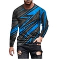 thumbnail image 1 of ZCFZJW Mens Fall Graphic T-Shirts Casual Long Sleeve Funny 3D Novelty Graphic Crewneck Pullover Tops Loose Lightweight Comfy Baggy Workout Tees Sweatshirt Blue XXXXL, 1 of 5