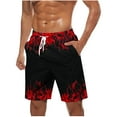 thumbnail image 1 of ZCFZJW Mens Fashion 3D Flame Pattern Print Beach Shorts Lightweigth Casual Drawstring Elastic Waist Hawaiian Boardshorts Trendy Holiday Vacation Swim Trunks with Pockets Red L, 1 of 5
