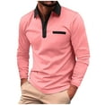 thumbnail image 1 of ZCFZJW Mens Fashion Athletic T-Shirts Casual Long Sleeve 1/4 Button up Henley Shirts Loose Lightweight Comfy Soft Cotton Pullover Tops with Pockets XXXL, 1 of 7
