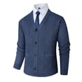 thumbnail image 1 of ZCFZJW Mens Fashion Button Down Sweaters Lightweight Casual Slim Fit Basic V Neck Cable Knit Long Sleeve Work Business Jackets with Pockets Blue XL, 1 of 8