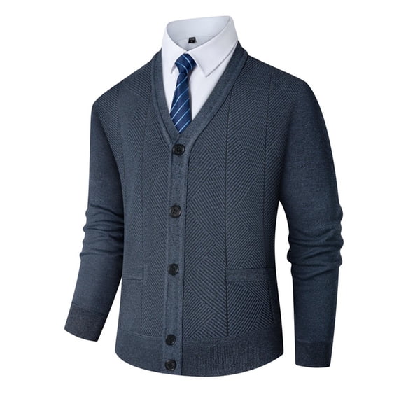 ZCFZJW Mens Fashion Button Down Sweaters Lightweight Casual Slim Fit Basic V Neck Cable Knit Long Sleeve Work Business Jackets with Pockets Green XL