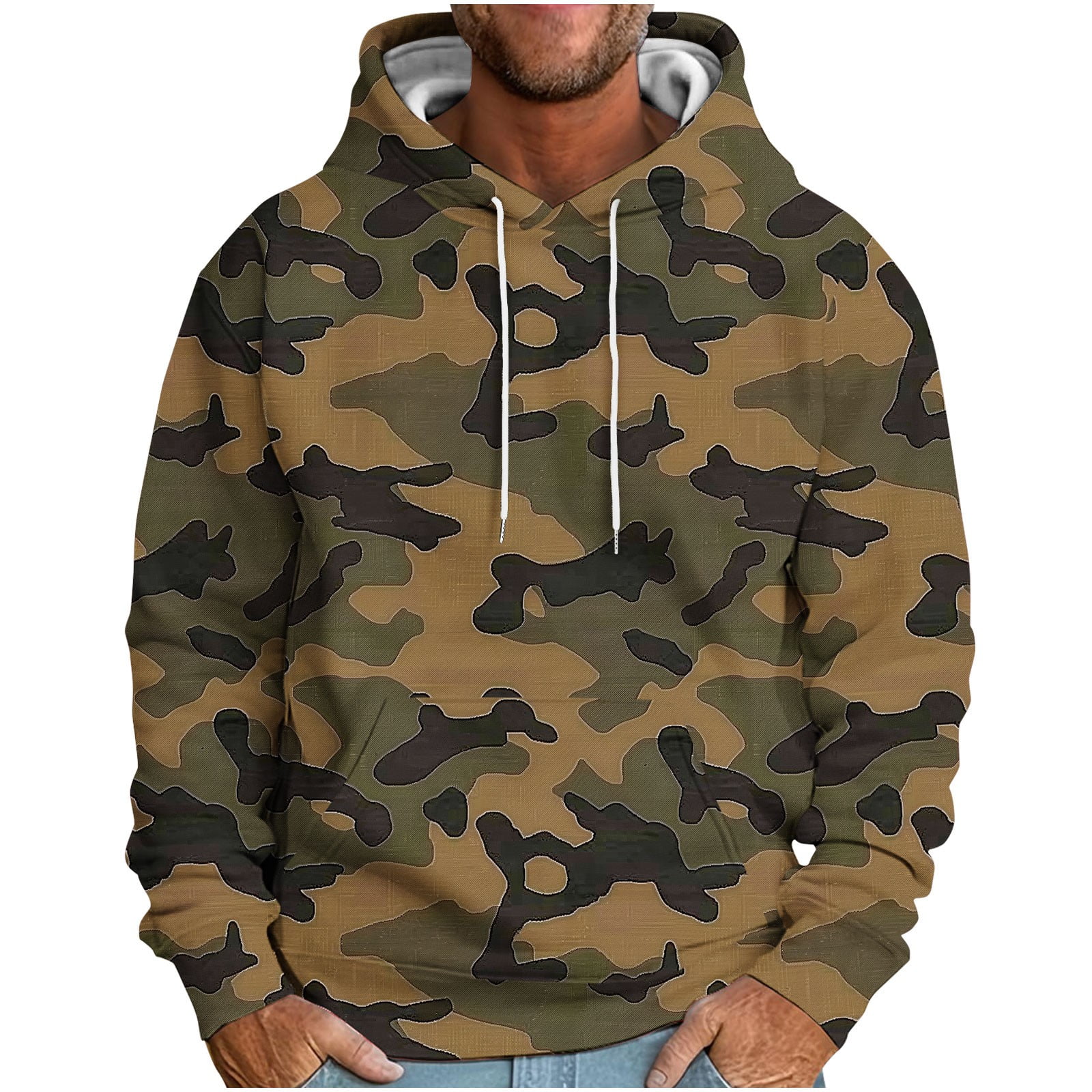 ZCFZJW Mens Fashion Camo Hooded Sweatshirts Lightweight