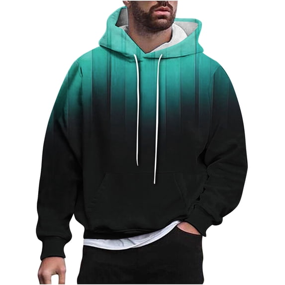 ZCFZJW Mens Fashion Color Block Hoodie Tops Lightweight Casual Drawstring Long Sleeve Hooded Pullover Sweatshirts Loose Regular Fit Drawstring Outwear Coat with Pockets Light Blue XXL